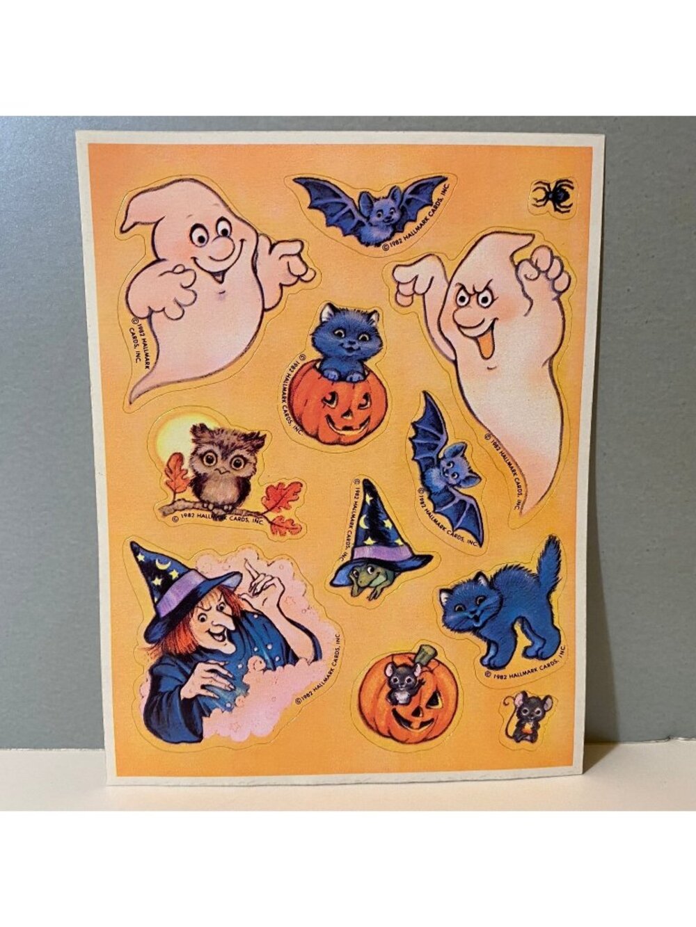 Vintage Hallmark 1982 Halloween Stickers Witch Ghosts Bats Cats & More